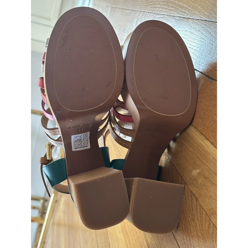 See By Chloe Sierra Platform Heels Sandals Irlanda Leather Brown Green Red 39 - Picture 16 of 16
